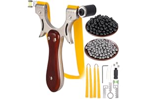 PERMUST Steinschleuder Slingshot Set, Profi Schleuder Zwille für Sport und Outdoor, mit 5 Schleuder Gummibändern + 600 St Tonkugeln und 200 Stahl Ball， Slingshot Schleuder für Jede Handgröße