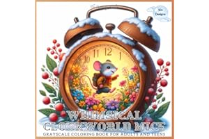 Whimsical Clockworld Mice Grayscale Coloring Book for Adults and Teens: 52 Delightful Designs of Adorable Mice in Magical Clock Scenes for Relaxation and Creativity.