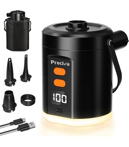 Pompe à Air électrique Horuili – 4000 Pa, 5200 MAh, 4 Buses, Gonflage/aspiration, Pour Matelas, Bouées, Sacs Sous Vide, Camping