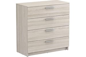 Miroytengo Cómoda 4 Cajones Habitación Dormitorio Estilo Moderno Almacenaje Color Roble Shannon 81x80x38 cm