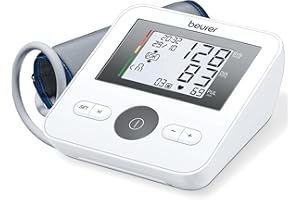 Beurer BM 27 Misuratore di pressione da braccio con controllo posizione bracciale, clinicamente validato, bracciale 22-42 cm, indicatore rischio, rilevamento aritmie, trasferimento dati Apple Health