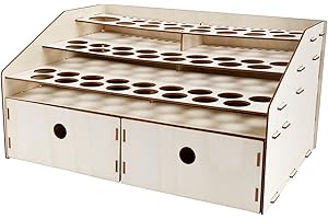 Nagoyuki Bricolage Organisateur en Bois les Bouteilles de Peinture Support D'Affichage Porte-Brosses Support Espace de Rangement Outil de ModèLe