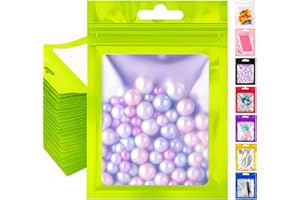 Plaphy 100 Sacchetti Mylar in Alluminio Richiudibili con Finestra, Bustine Mylar con Zip per Alimenti, Buste Ermetiche per Confezionamento e Conservazione Alimentare (Verde, 10,5 x 15 cm)