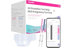 femometer Home LH & HCG Test Kit - Know Your Peak Fertility Days, Help You Get Pregnant - 50 Ovulation Strips & 20 Pregnancy Test Strips, Over 99% Accurate, Easy to Use
