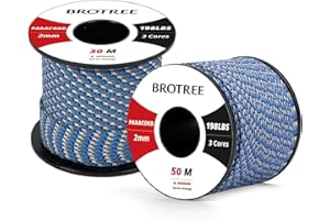 Brotree Paracorde 2mm 30M Corde 100% Nylon 3 Brins Type I pour Extérieur, Artisanat, Bricolage - 90 kg Charge de Rupture (Bleu Serpent)
