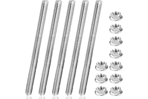 ENUTROF Barra Filettata M8x 400mm Barre Filettate in Acciaio Inox 304 Asta Filettata Filettatura Metrica Completa Set da 5 con 10 Dadi Flangiati (M8x40cm)