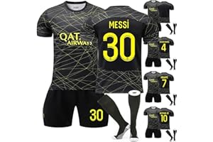 letter54 Maillot De Foot Enfant France Maillot Foot Enfant de Football Páris Maillots Extérieur Soccer Jersey Football Ensemble Garçons Entrainement T-Shirt et Short avec Chaussettes