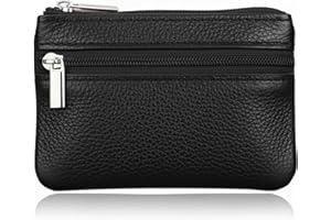 Hibate 1x Noir Mini Porte-Monnaie Cuir pour Femme Homme Enfant Fille Garcon Coin Purse Wallet