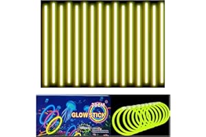 YAYAFUNFUN Braccialetti luminosi fluorescenti Giallo 100 pezzi, colorati bastoni bulk con 100 connettori. Glow sticks bambini adulti per compleanno, feste, Carnevale, Capodanno, Pasqua, Halloween
