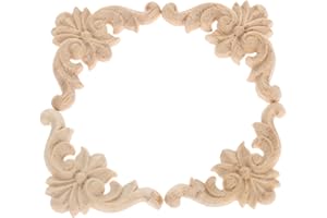 MUXSAM 4pcs Wood Carved Mouldings Corner Onlay Applique European Style Classic Furniture Home Decor 4x4cm/1.57"x1.57"