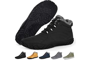 RUYI Barfußschuhe Winter Warm Gefütter Winterschuhe Damen Herren Barfussschuhe Wasserabweisend Traillaufschuhe mit rutschfest Sohle & Breiter Zehenbox