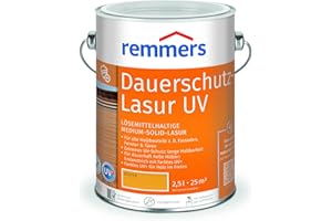 Remmers Dauerschutz-Lasur UV kiefer, 2,5 Liter, Holz UV-Schutz für außen, auch für helle Farbtöne und farblos UV+, blockfest, wetterbeständig