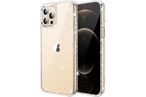‎JETECH JETech Etui Brokat dla iPhone 12 Pro Max, 6,7 Cala, Glitter Bling Blask Odporny na Wstrząsy Telefonu Bumper Cover, Słodkie Świecący dla Kobiet i Dziewczynek (Przezroczyste)