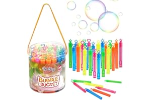 Ulikey Bulles de Savon Enfant, 40 Flacons de Bulles de Savon avec Tige en Forme de Cœur et Etoile, Tube à Bulle 5 Couleurs, Jeux Exterieur Jouet à Bulles pour Mariage, Anniversaire, Jardin