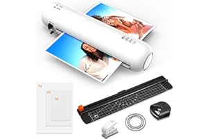 WODONDOG A4 Laminator Machine, 9 inch Thermal and Cold Laminators with 15 Laminating Pouches, Portable Laminator No Bubble for Home/Office/School use (White)