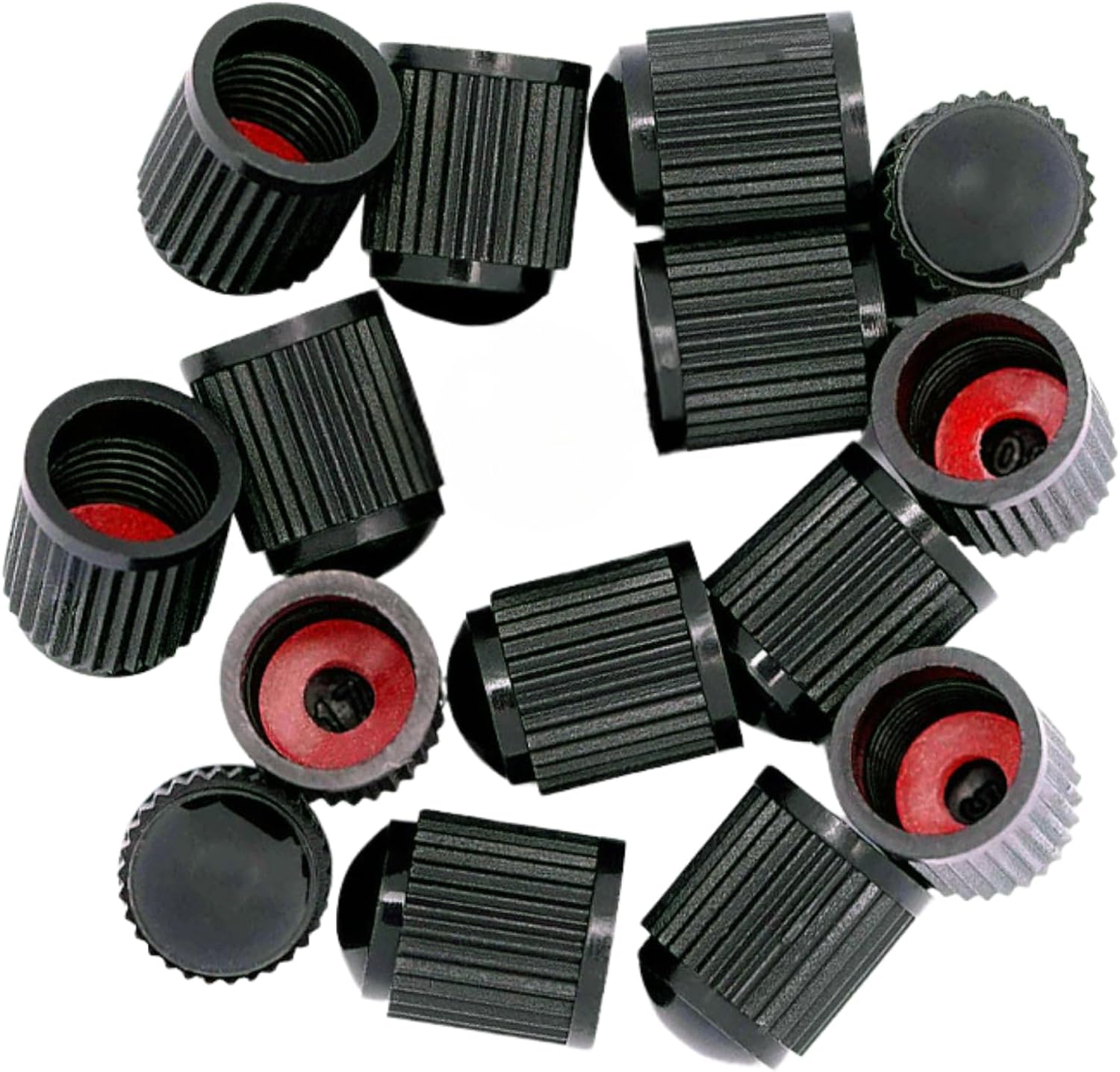Pack de 15 Tapones de Neumáticos con Anillo sellador para la presión - Tapones de Válvula para Rueda de Coche y Moto, Tapón de Ruedas