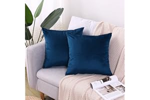CXTAI 2x Navy Blue Velvet Cushion Covers Decorative Square Throw Pillow Cover Pillowcase 18"x 18"45 x 45cm