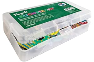 Ursus 43100099 - Lote de 100 imanes con forma de letras, en caja de plástico, varios diseños y tamaños de 1,5-4,4 cm, con letras mayúsculas y pequeñas, multicolor