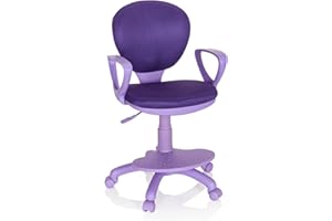 hjh OFFICE 671009 Silla de Escritorio para niños Kid Colour Tela Lila, Silla giratoria con apoyabrazos y reposapies