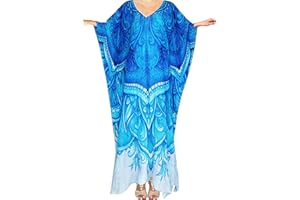 L-Peach Femmes Boho Kaftan Longuewear Nuit Surdimensionné Vêtements de Détente Robes Plage Couverture Sarong