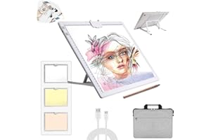ELICE A3 Light Table with Bag, Wireless Battery Operated Light Box, 3 Colours, Dimmable and 6 Brightness Levels, Light Board for Tracing, Rechargeable Light Plate for Diamond Painting, Sketch