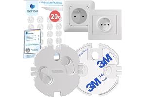(20) Cache Prise Bébé Français - Révolutionnaire Protections Électrique FLURYSAR ProPrise: Mécanisme Tournant Adhésif 3M (sans Clés) pour la Sécurité Enfant domestique, Couvercle de la Prise Courant