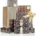iLLYS Gift Wrapping Paper sheets Set Included 6 Pack Metallic Black Gold Foil Gift Wrap Paper with Gift Bow & Sticker for Birthday Party Wedding Graduation Eid 43 cm X 3 m Per Sheet