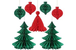 Figarge Weihnachtsdeko, 7PCS Weihnachtsdeko Innen, Deko Weihnachten, Papier Weihnachtsbaum, Weihnachten Party Wand Decke Tür hängende Dekoration liefert