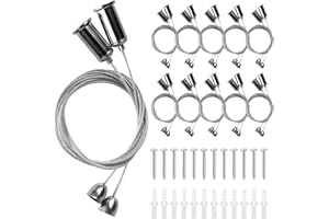 VEGENA 10 Pcs Kit Sospensione Pannelli Led, Kit Cavi Pannelli, Set Cavi Sospensione Acciaio, Cavi Acciaio Per Sospensioni Cavetti, Cavetto Acciaio Sospensione Inossidabile Kit