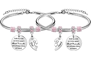 BIFRIEND Best Friends Gift For Women,Reminder Friendship Silver Pendant Bracelet Adjustable Jewellery For BFF Bestie Sisters Colleague Birthday Christmas Graduation Memorable Bracelet Gift