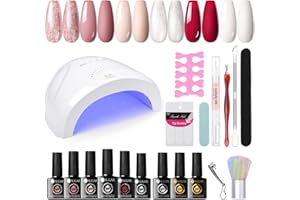 ‎UR SUGAR UR SUGAR Gel Nagellack Set mit UV Lampe 48W, 6 Farben Nudefarben Schellack Set Starterset et UV Nagellack Starterset Base Gel Top Coat Matte Glänzend Gellack Set Geschenk für Damen