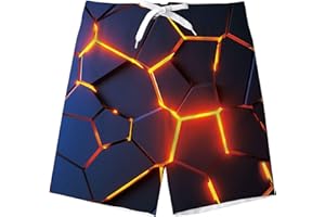 Kids4ever Boys Swimming Shorts Funny Printed Quick Dry Beach Board Trunks with Mesh Lining 6-14 Years