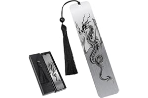 YIIYYUUKO Metal Dragon Art Bookmark Gift - 1 Pcs Fantasy Metal Bookmarks with Black Tassel Inspirational Page Markers Supplies Graduation Gifts for School Home Office Student Teacher Adult Teen Girls