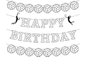 Gosknor Festone di buon compleanno a tema pallavolo, decorazioni per feste a tema pallavolo per feste di compleanno a tema sportivo