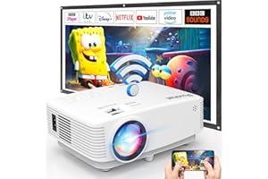 Beamer, Puxinat WiFi Beamer 1080P Full HD 200 ANSI 10000 Lumen, 270” Display Tragbarer Mini Projektor LCD Heimkino/Outdoor/Kompatibel mit TV-Stick Smartphone & Tablet HDMI USB