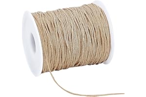 PH PandaHall 91m Filo di Cotone Cerato 1mm Cordoncino di Cerato, Filo Cotone Macrame per Perline Gioielli Collane Bracciali Braccialetti Artigianato Fai da Te, Marrone Chiaro