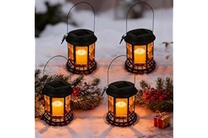 yowin Lampe Solaire Exterieur Jardin 4 Pièces Lanterne Solaire, Luminaire Exterieur Decorative avec Bougie IP44 Étanche Suspension Lampe de Table pour Balcon Terrasse Pergola Noël Decoration