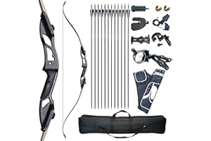 ‎D&Q D&Q Arrow and Bow Set Adults 30 35 40 45 50 lbs Recurve Bow Kit 56 Inch Takedown Hunting Longbow with 10 Pieces Archery Accessories for Right-Handed Beginners
