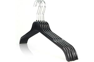 HANGERWORLD 20 Pack Strong Black Plastic Garment Coat Hangers for Clothes with Notches - All Purpose 43cm (17") (One Size, 20, count)