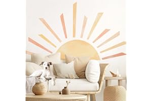 Grandora Tatuaż ścienny słońce boho naklejka ścienna do salonu, pokoju dziecięcego, półsłońce, naklejka ścienna, sypialnia, korytarz, dekoracja ścienna, pokój niemowlęcy, samoprzylepny, DL985-04