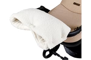BabyLux Bouclé Handwärmer – Warmer Kinderwagen/Buggy Handmuff für Winterspaziergänge – Weich, Winddicht, Waschbar, Universalgröße - Eltern lieben ihn (Bouclé - Ecru)