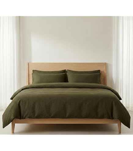 DAPU Set Copripiumino Matrimoniale 100% Lino Francese - 200x200cm + 2 Federe 76x51cm - Lino Naturale Lavato - 2