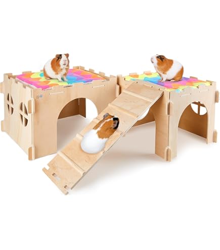 Oneluck Eiiel caviakooi, indoor habitatkooi met waterdichte plastic bodem, box voor klein konijntje, schildpad, hamster, loftkooi