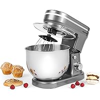 Salter EK4245GUNMETAL Stand Mixer - 6 Speed Settings, 5 L, Includes Whisk, Dough Hook, Beater, Removable Splash Guard, 1200 W