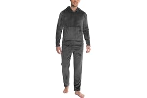 Lovasy Ensemble de Pyjama Homme en Flanelle Pyjama Hiver Vêtements de Nuit à Manches Longue Doux et Confortable Pyjamas Costumes Maison