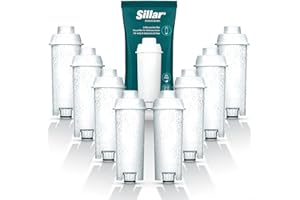 Sillar Set da 8x Filtro Acqua per Macchine da Caffè Delonghi DLSC002, SER3017 & 5513292811 - Compatibile con le Serie ECAM, ESAM, ETAM | Adatto a Dinamica, PimaDonna | Cartucce a Carbone Attivo