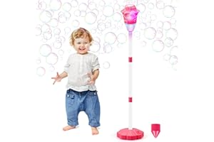 CREJOHY Electric Bubble Machine for Kids Rechargeable Standing Bubble Lantern Adjustable Bubble Machine Lamp with Lights & Music Outdoor Bubble Machine for Kids Wedding Party