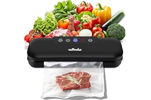 Máquina selladora al vacío Wancle, selladora de alimentos 4 en 1 para sous vide y almacenamiento de alimentos, sistema de envasado al vacío automático con 10 bolsas selladoras, diseño compacto