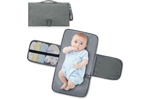 HAGOT blöjbytesmatta för resor, bärbar skötmatta baby | Baby resebytesmatta med torkficka och huvudkudde, nödvändigheter för nyfödda bebisar