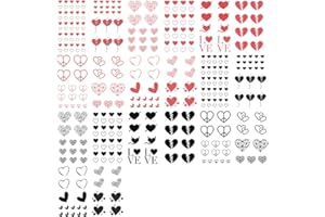 Everjoy Red Black Love Hearts Temporary Tattoos 15 Designs 2 Colors 360 Patterns, Waterproof Valentines Decal Tattoo Stickers for Women